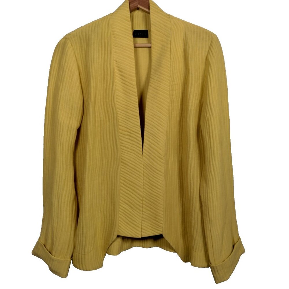 Staples Blouse One Size Linen Silk Gold Ribbed Cardigan Long Sleeve Lagenlook